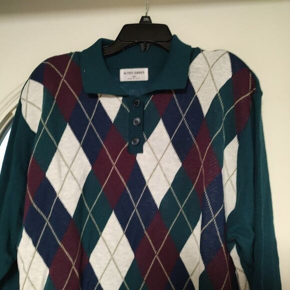 New Alfred Dunner Argyle Dark Teal Multi-Color Sweater Size Women's 2X - Picture 2 of 2